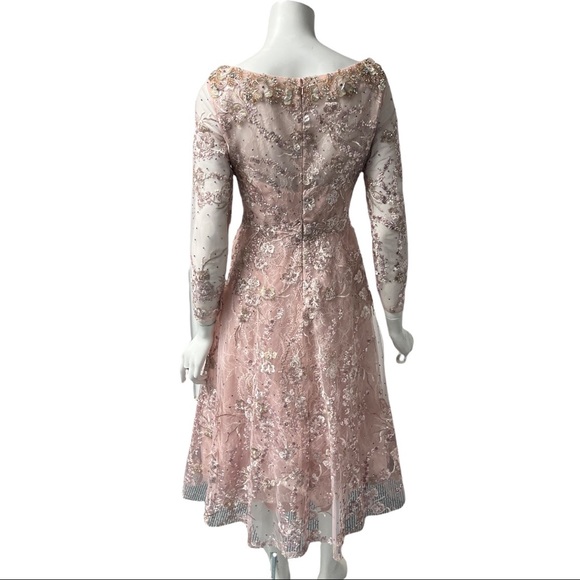 Mac Duggal Tea Length Lace & Floral Dress - Picture 4 of 7